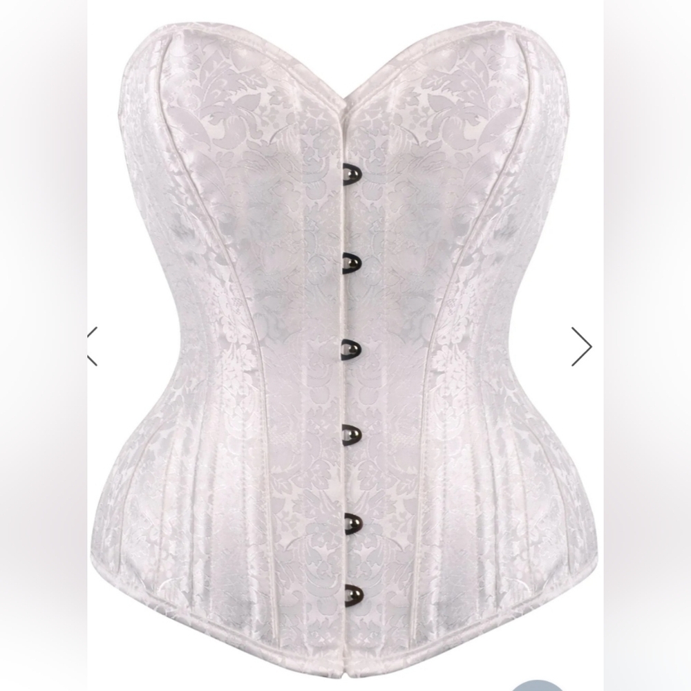 White Brocade Overbust Corset